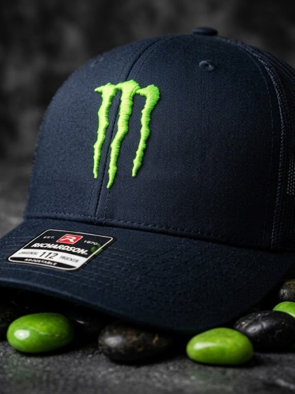 Monster Energy Trucker Hat Vintage Racing Green Embroidered Richardson 112 Snap!
